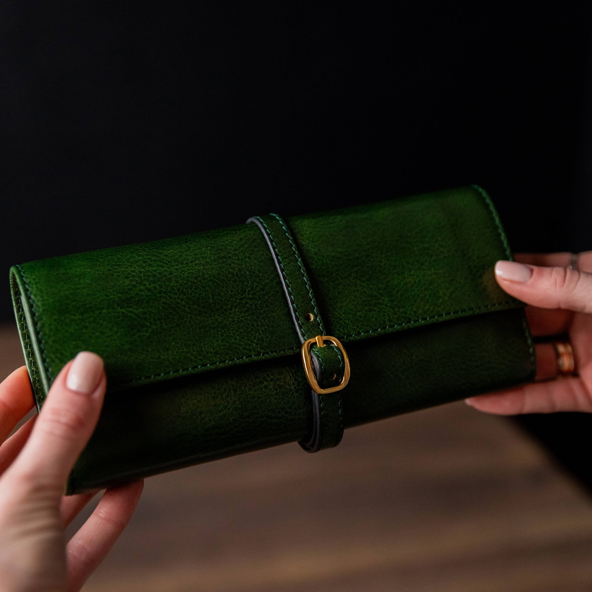 Estuche de viaje enrollable de cuero para joyas - Madame Bouvary