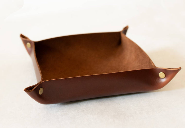Custom Handmade Leather Valet Tray –  Brown
