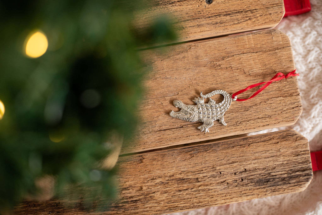 Pewter Alligator Ornament