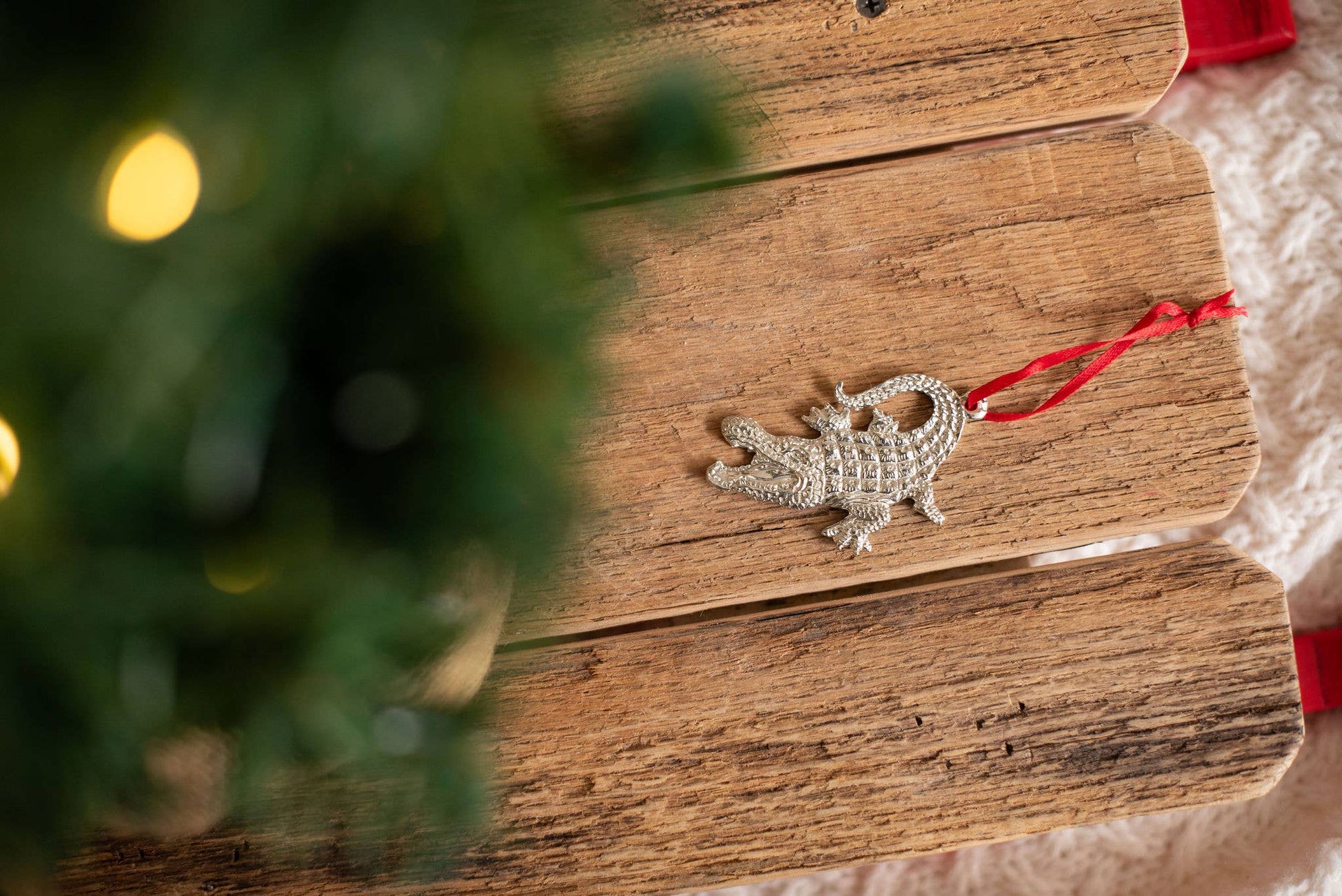 Pewter Alligator Ornament