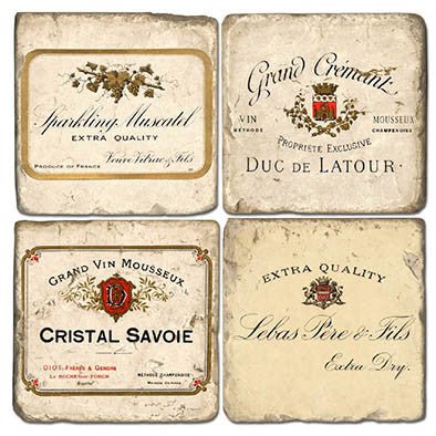 French Wine Labels – Marble Coaster Set - Maison and Mer