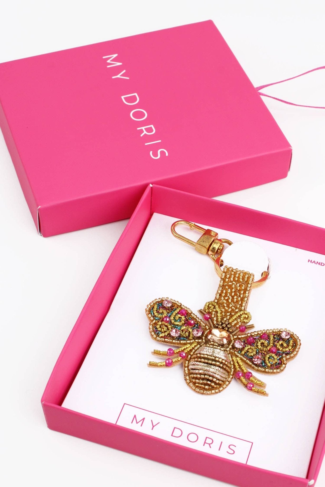 GOLD AND PINK BEE KEYRING/BAG CHARM - Maison and Mer