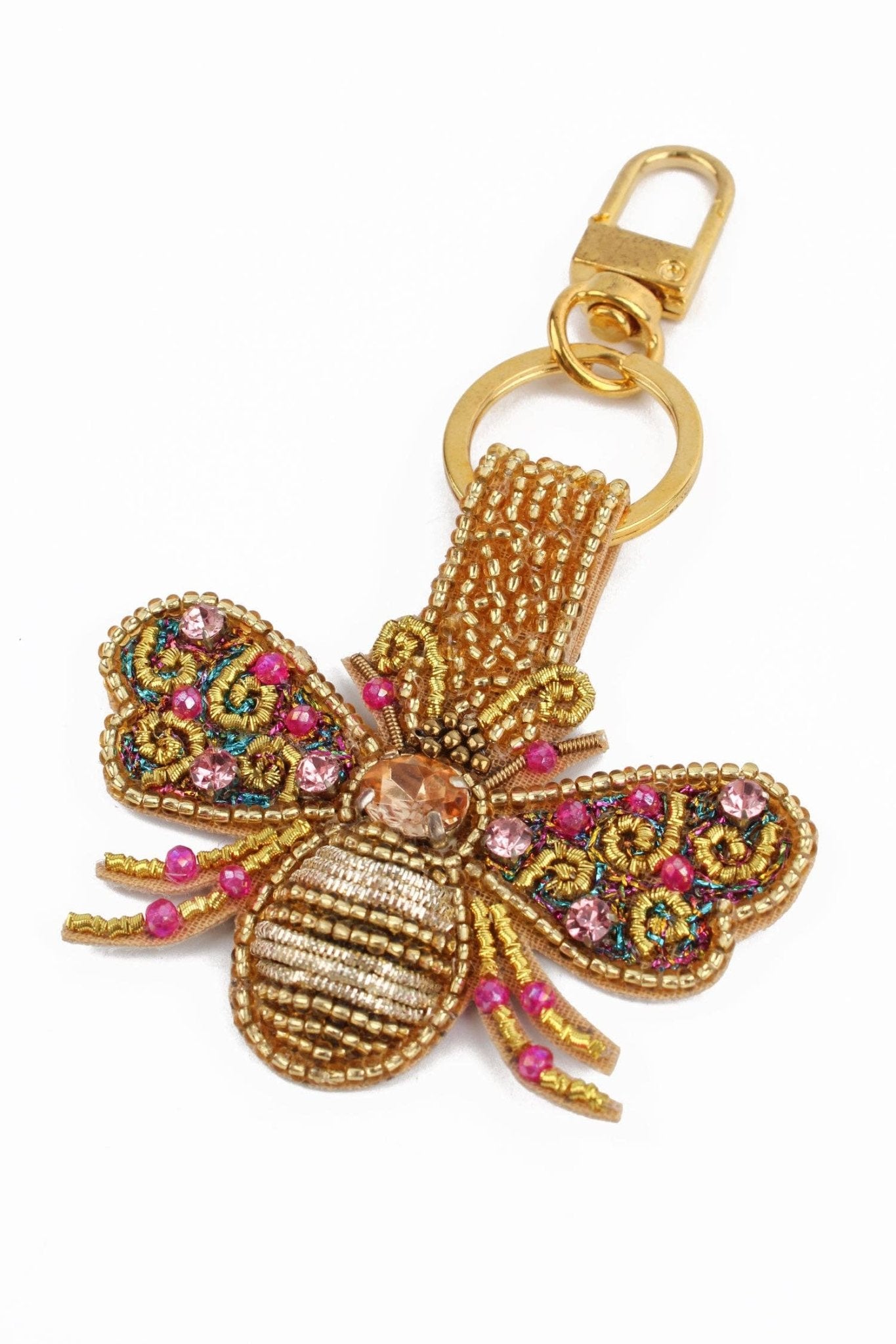 GOLD AND PINK BEE KEYRING/BAG CHARM - Maison and Mer