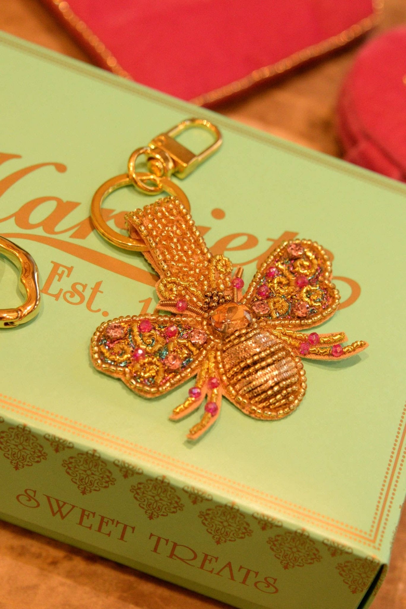 GOLD AND PINK BEE KEYRING/BAG CHARM - Maison and Mer