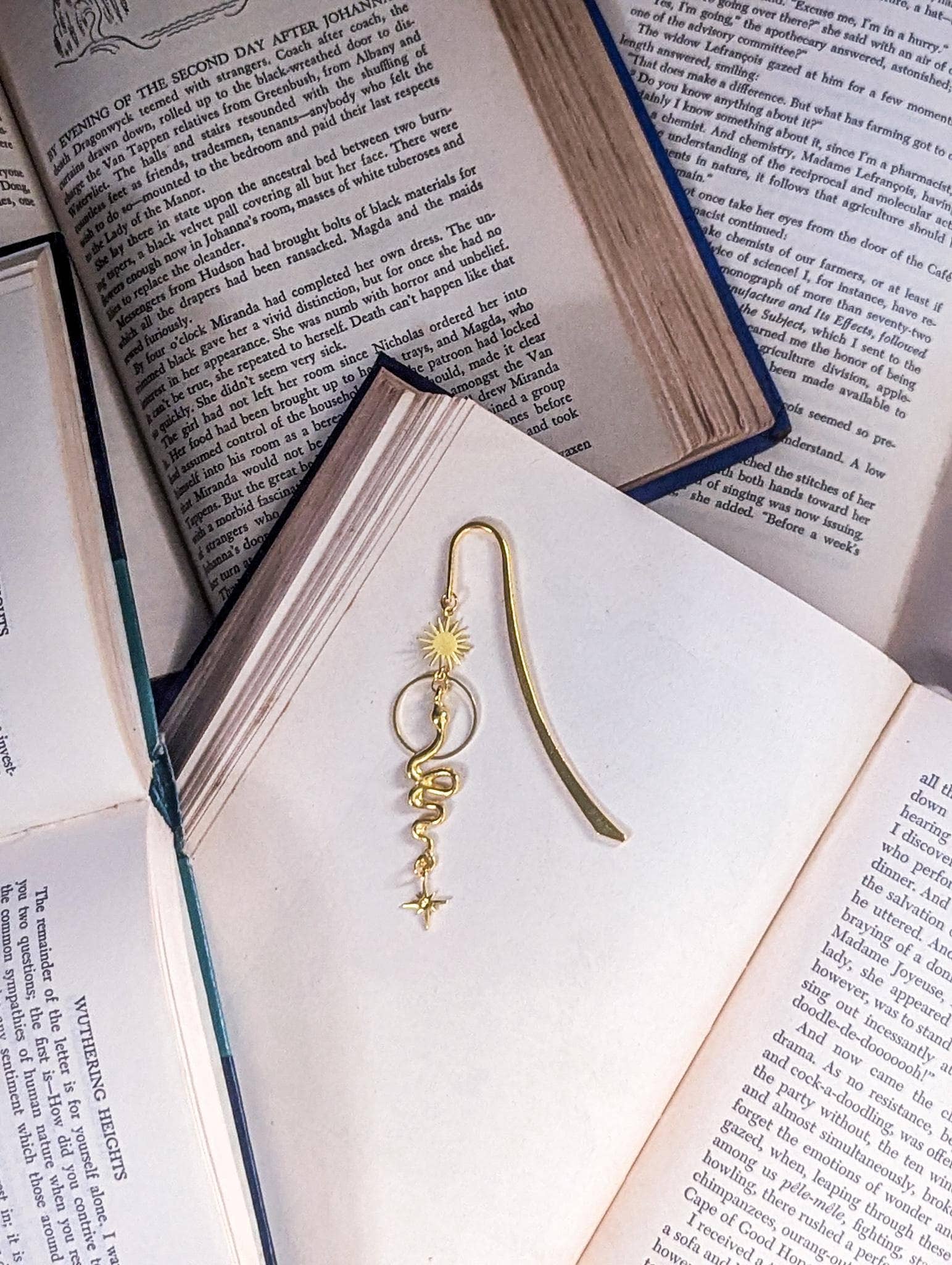 Gold Snake Celestial Metal Bookmark with Star Charms - Maison and Mer