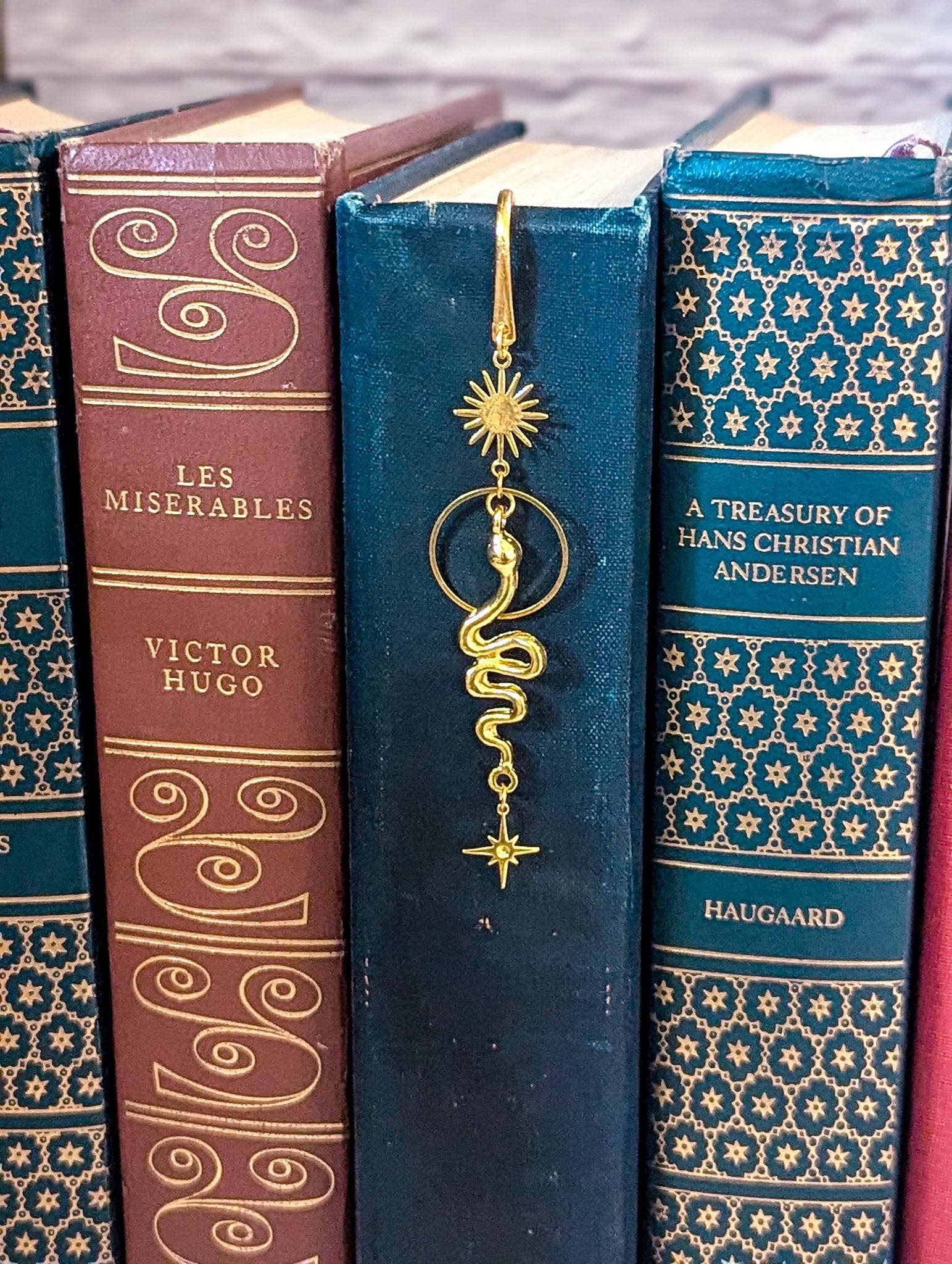 Gold Snake Celestial Metal Bookmark with Star Charms - Maison and Mer