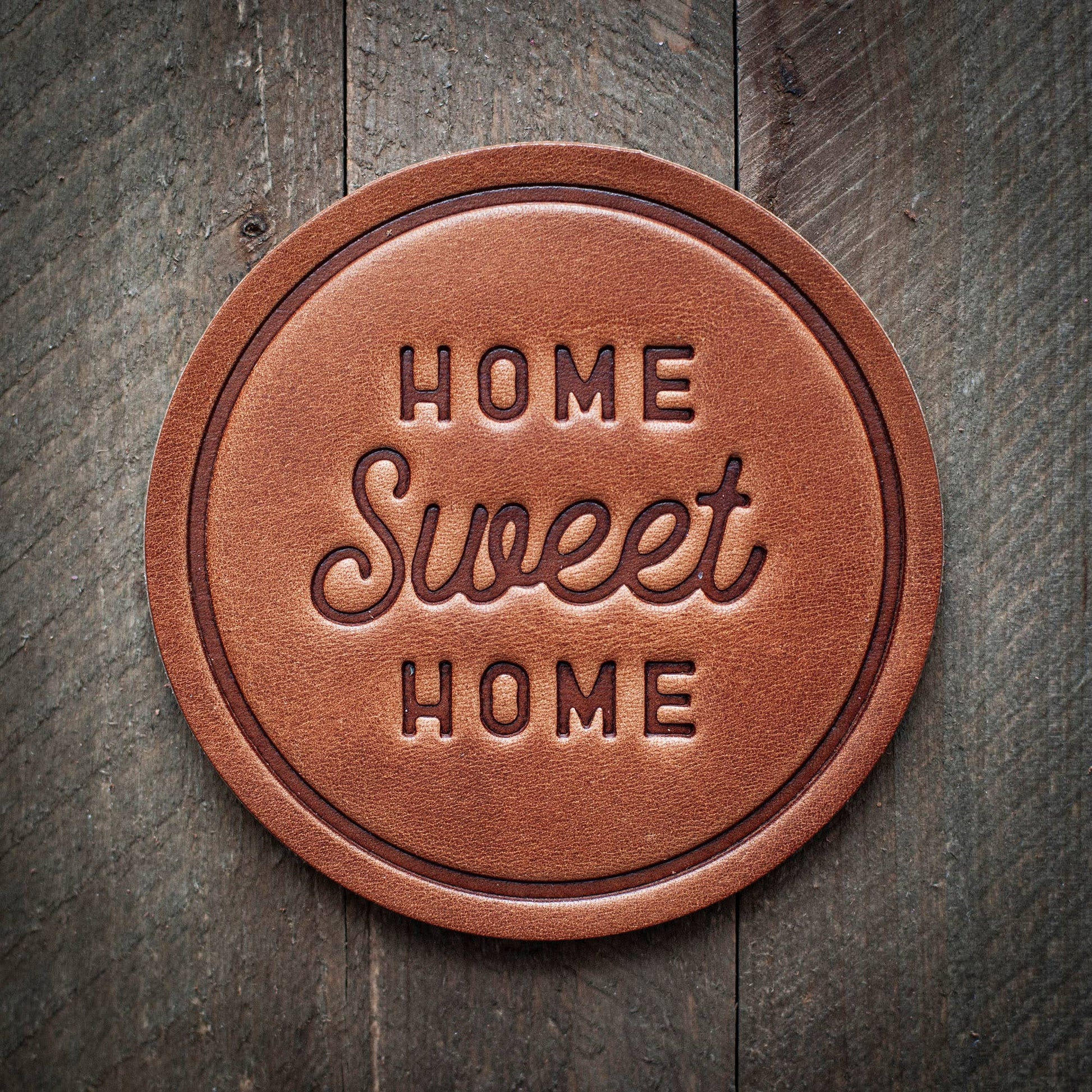Home Sweet Home Leather Coaster - Set of 4 - Maison and Mer