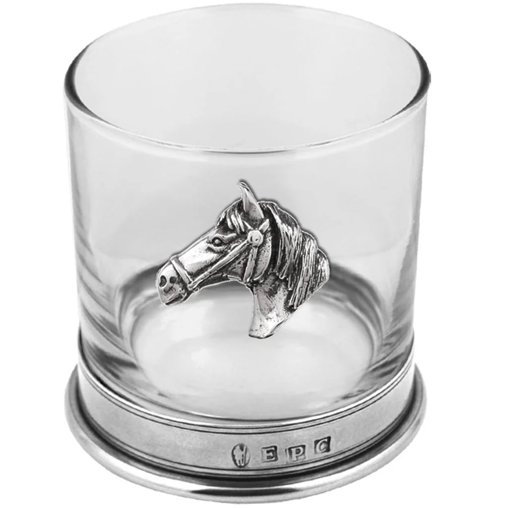 Horse Head Pewter Whisky Glass Tumbler - 11oz - Maison and Mer