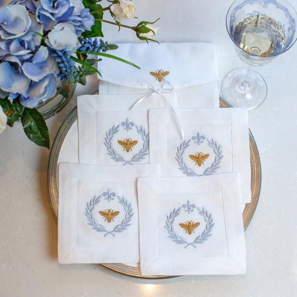 Italian Bee Linen Cocktail Napkin Set - Maison and Mer