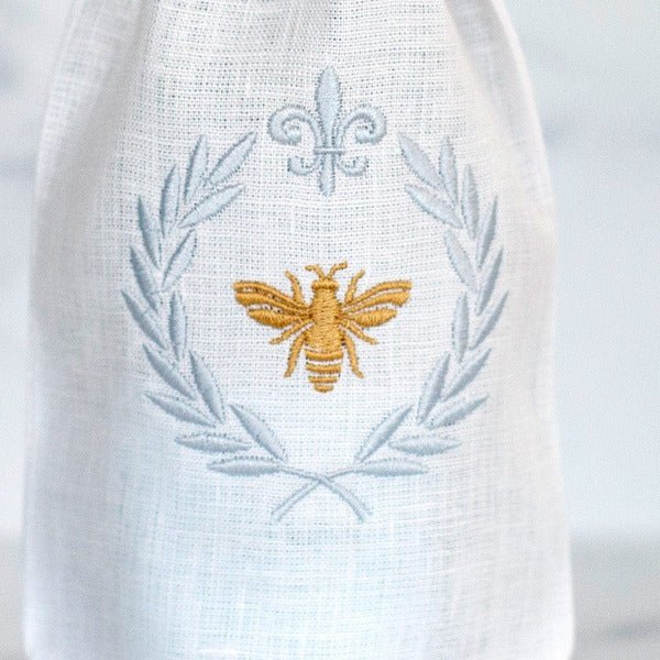 Italian Bee Linen Wine Bag - Maison and Mer