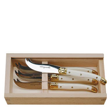 Jean Dubost 4 Cheese Knives Ivory colored handles - Maison and Mer