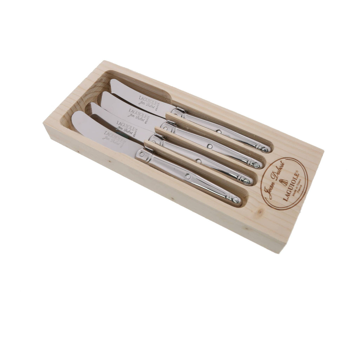 Jean Dubost 4 Stainless Steel Spreaders in a Tray - Maison and Mer