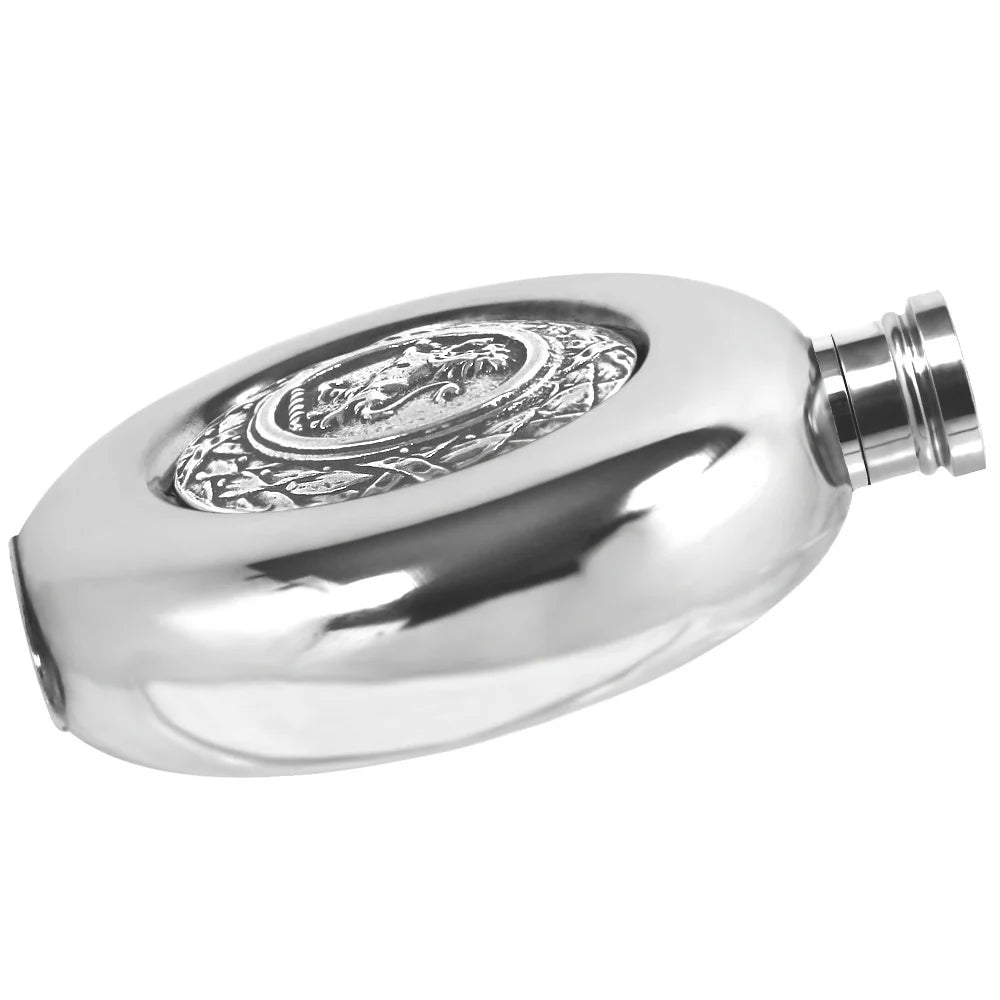 Lion Crest Pewter Flask - 6oz - Maison and Mer