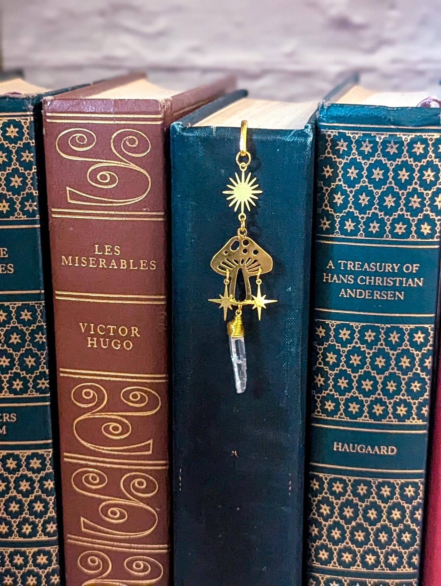 Magical Mushroom Bookmark with Natural Stone Pendant - Maison and Mer