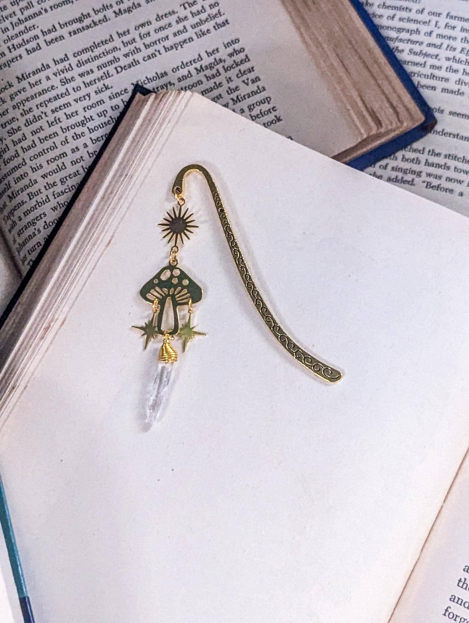 Magical Mushroom Bookmark with Natural Stone Pendant - Maison and Mer