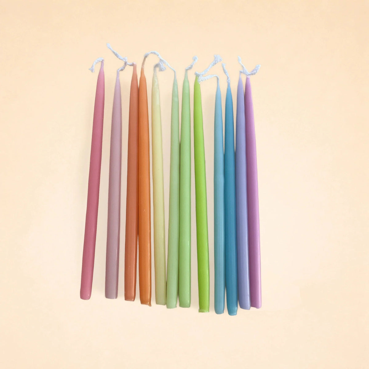 Pastel Rainbow Tapered Candle Set (x12)