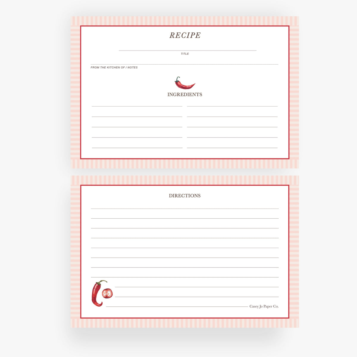 Chili Pepper Recipe Cards