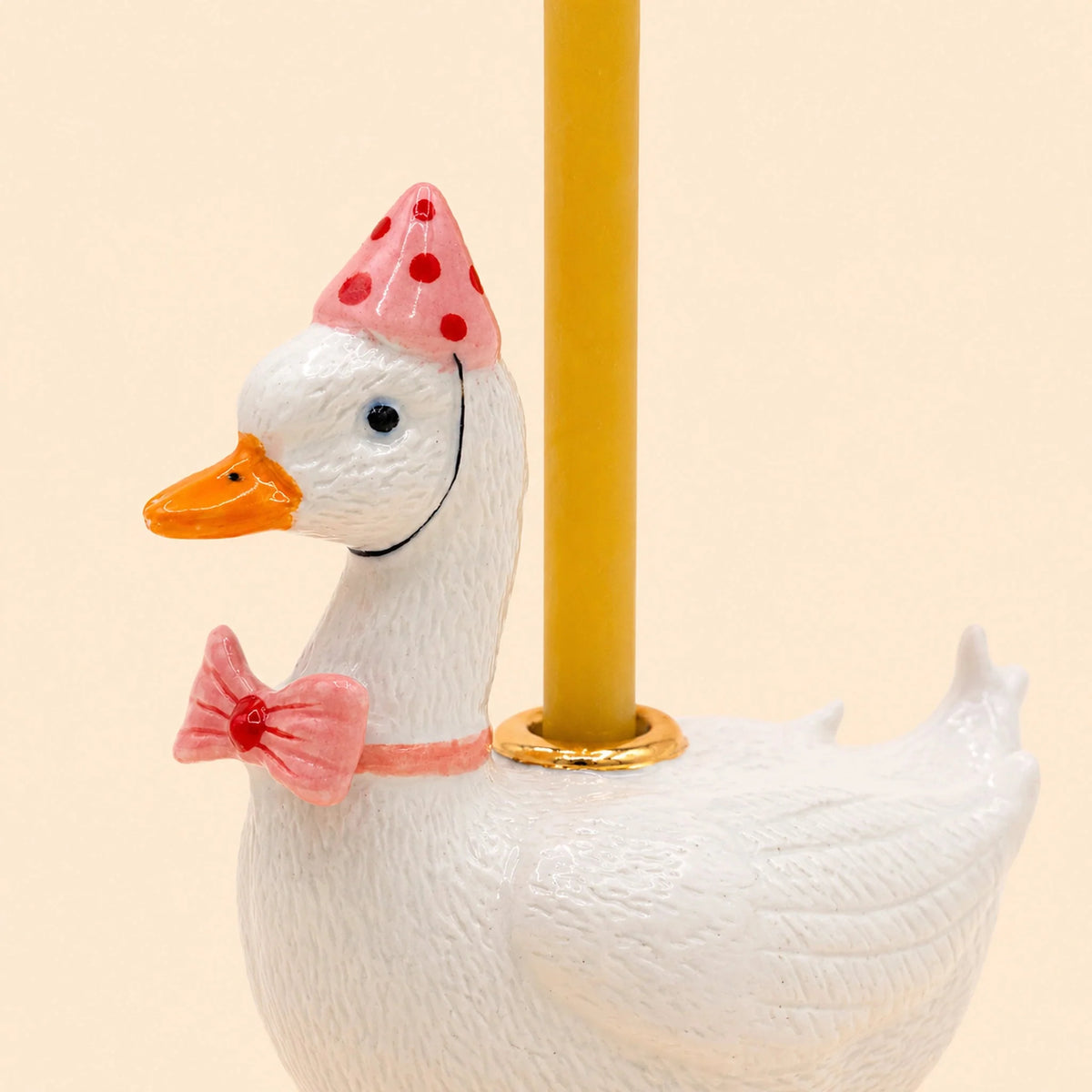 Pink Goose Cake Topper | Porcelain Party Animal | Candle Holder