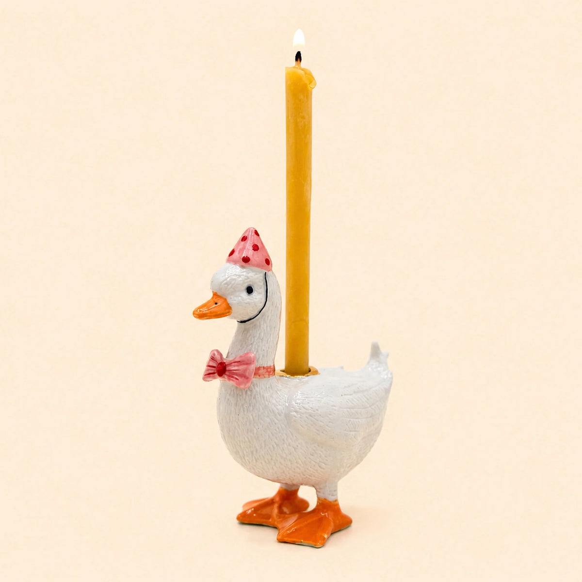 Pink Goose Cake Topper | Porcelain Party Animal | Candle Holder