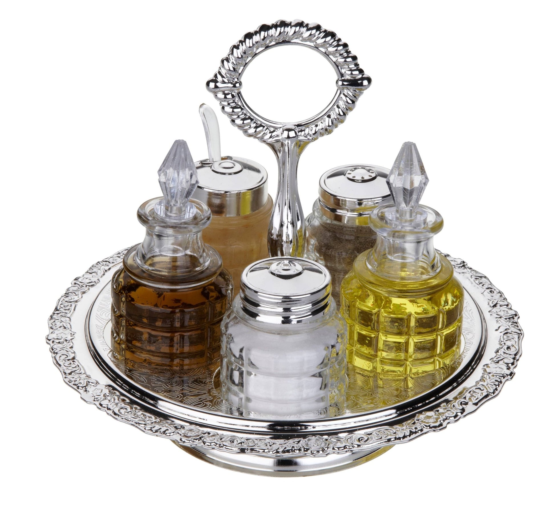 Queen Anne Silver Plated 5 - Piece Revolving Cruet Set - Maison and Mer