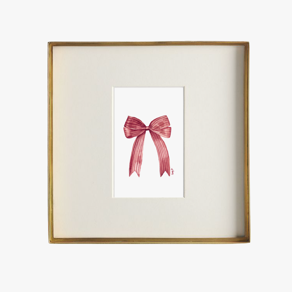 Red Bow Watercolor Art Print