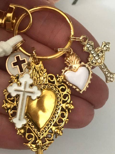 Sacred heart and cross keychain - Maison and Mer