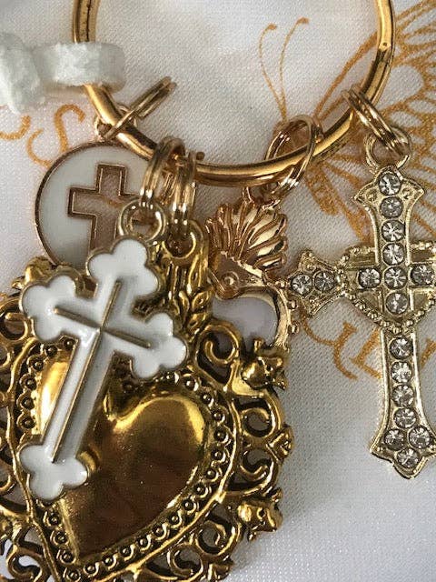 Sacred heart and cross keychain - Maison and Mer