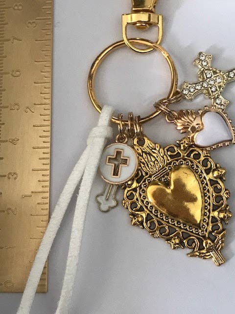 Sacred heart and cross keychain - Maison and Mer