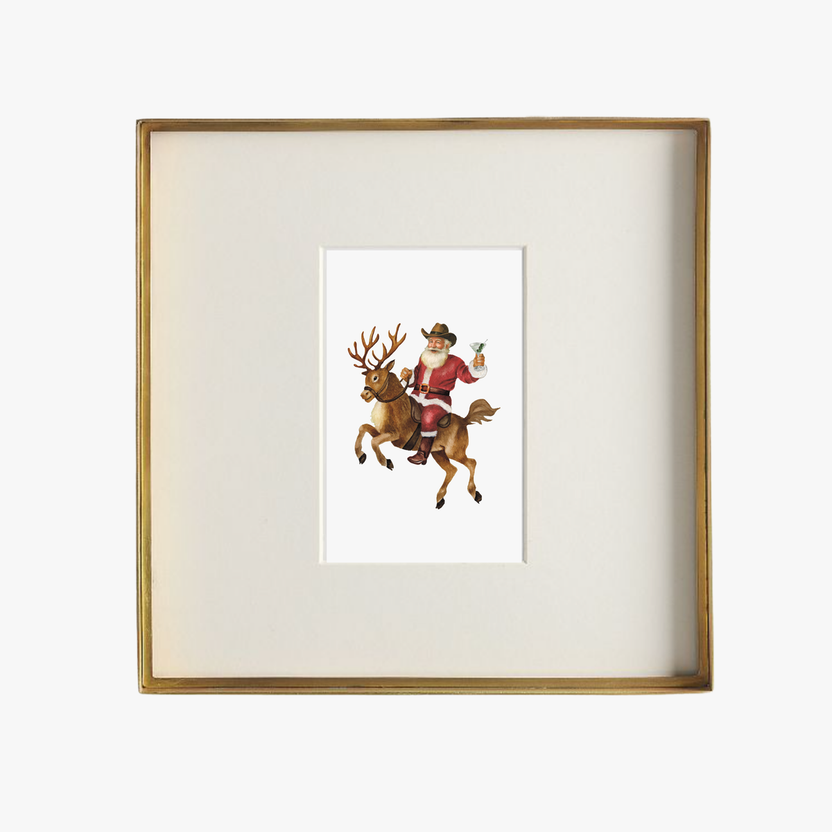 Cowboy Santa with Martini Art Print