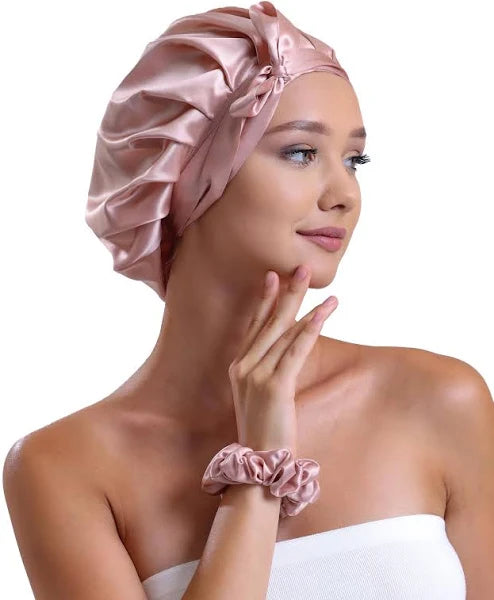 Gorro de seda pura 100 % orgánica - Rosa dorado
