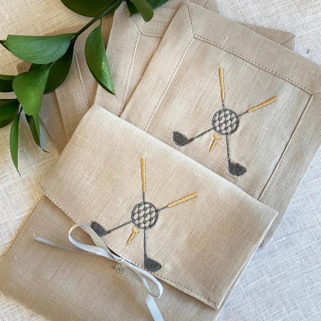 Soft Flax Golf Cocktail Napkin Set – Set of 4 - Maison and Mer