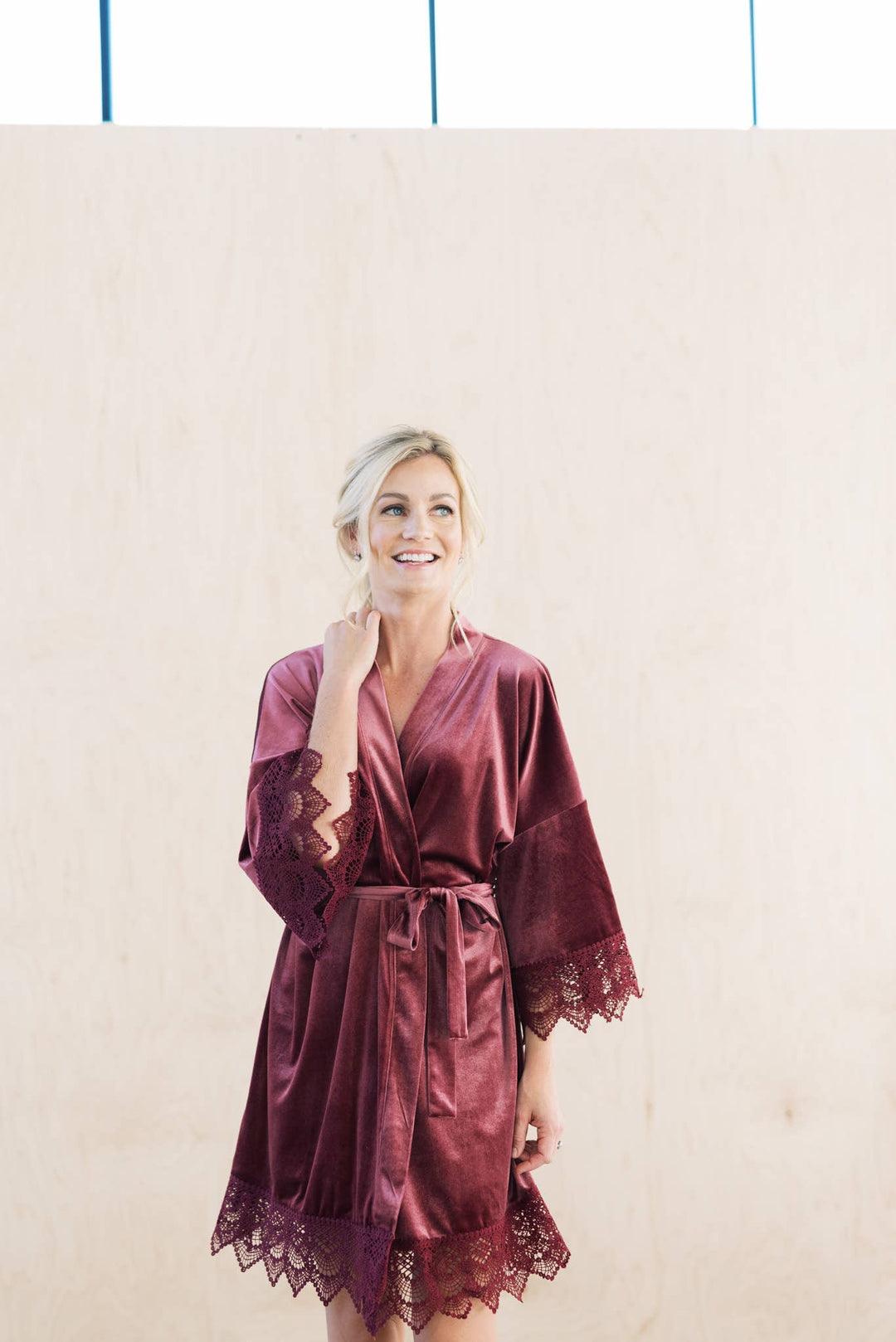 Velvet and Lace Robe - Mauve - Maison and Mer