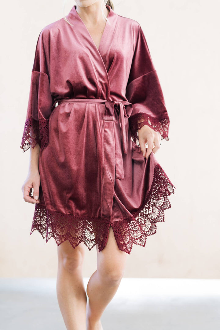 Velvet and Lace Robe - Mauve - Maison and Mer