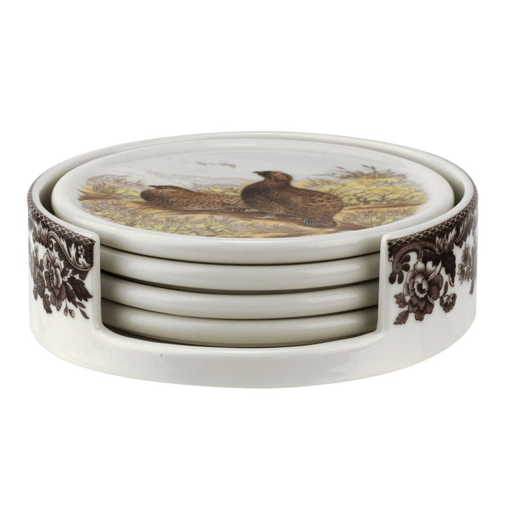 Woodland 4 Piece Ceramic Coasters with Holder - Maison and Mer